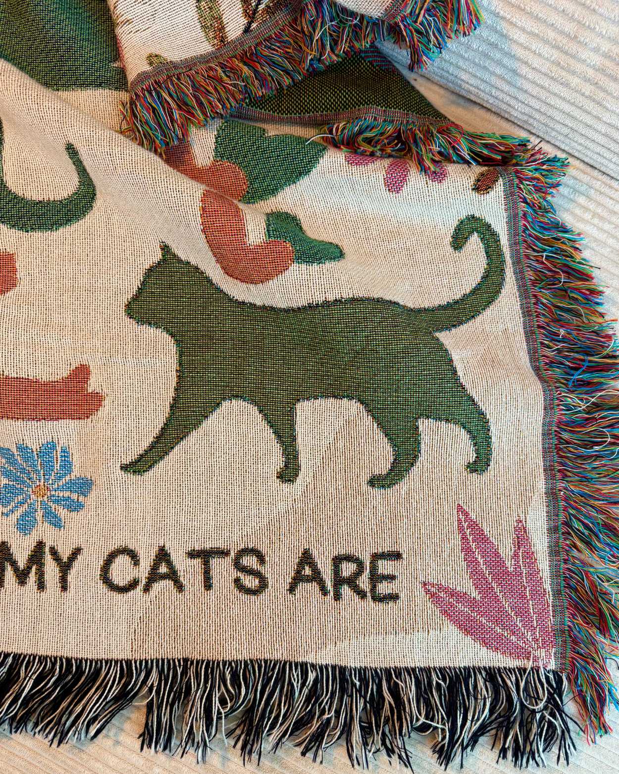 Personalized "Meow Garden" Woven Blanket