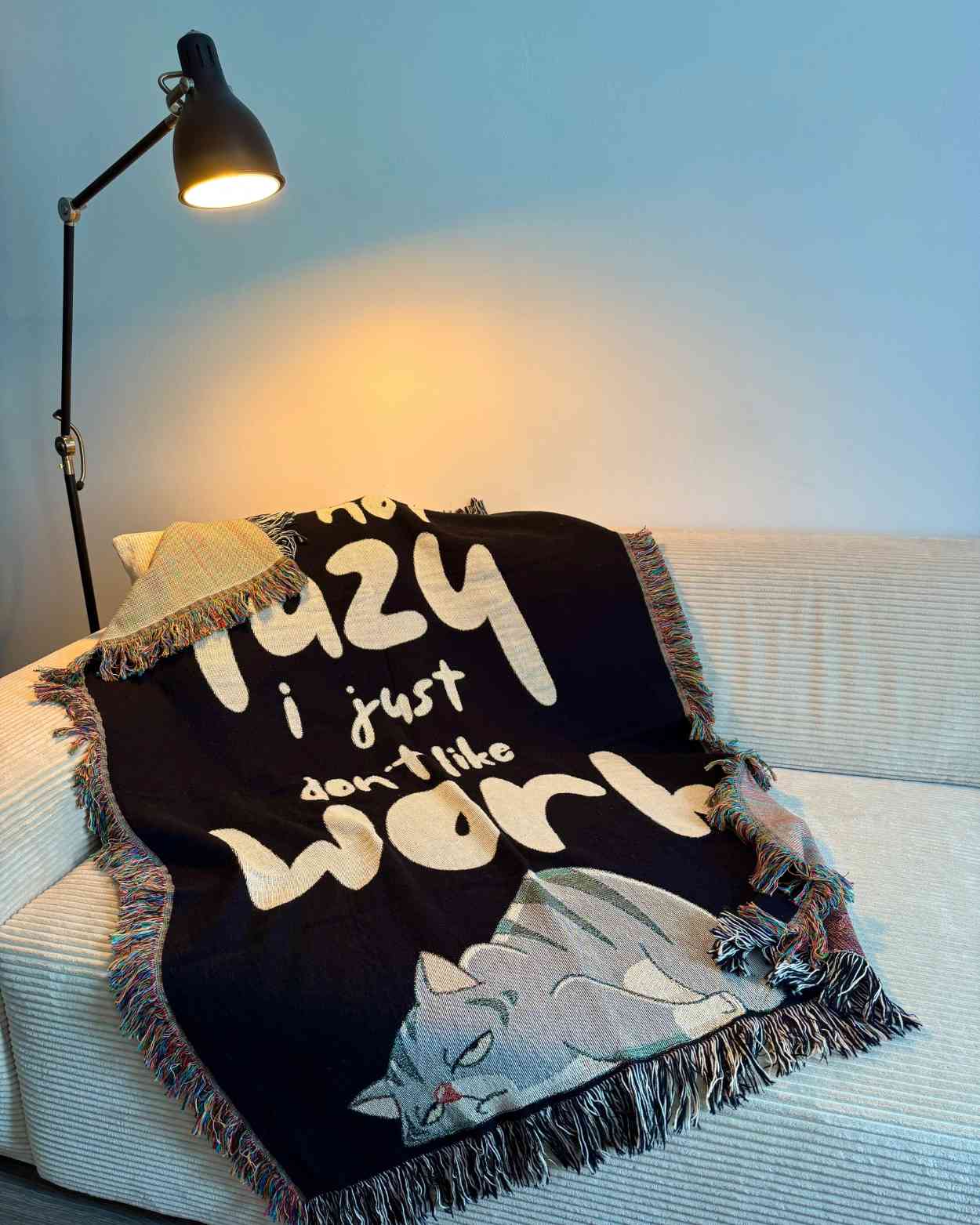 Personalized "Lazy Cat" Woven Blanket