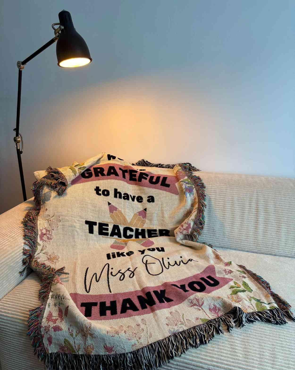 Personalized "Thank You Teacher" Woven Blanket