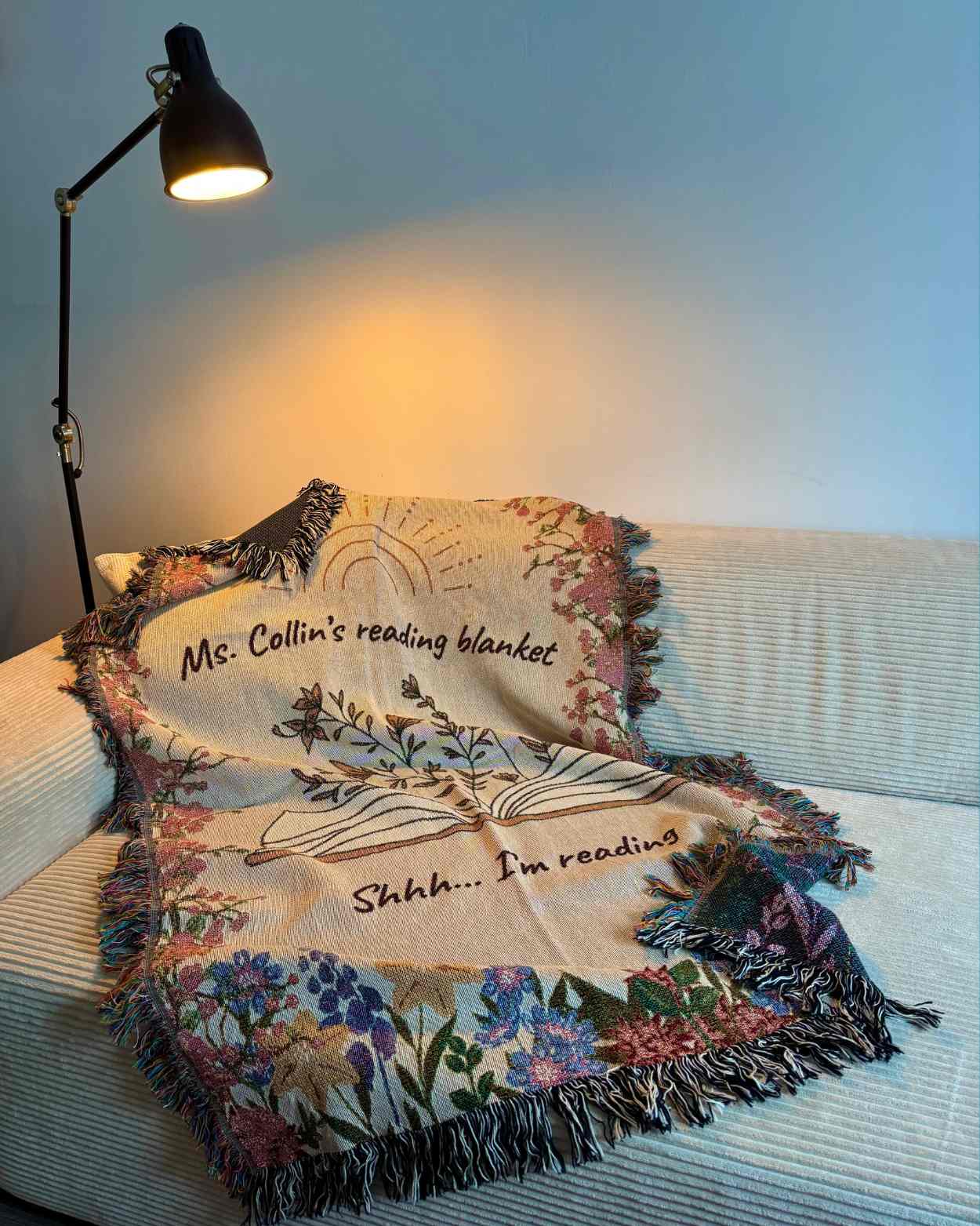 Personalized "Cozy Reading" Woven Blanket