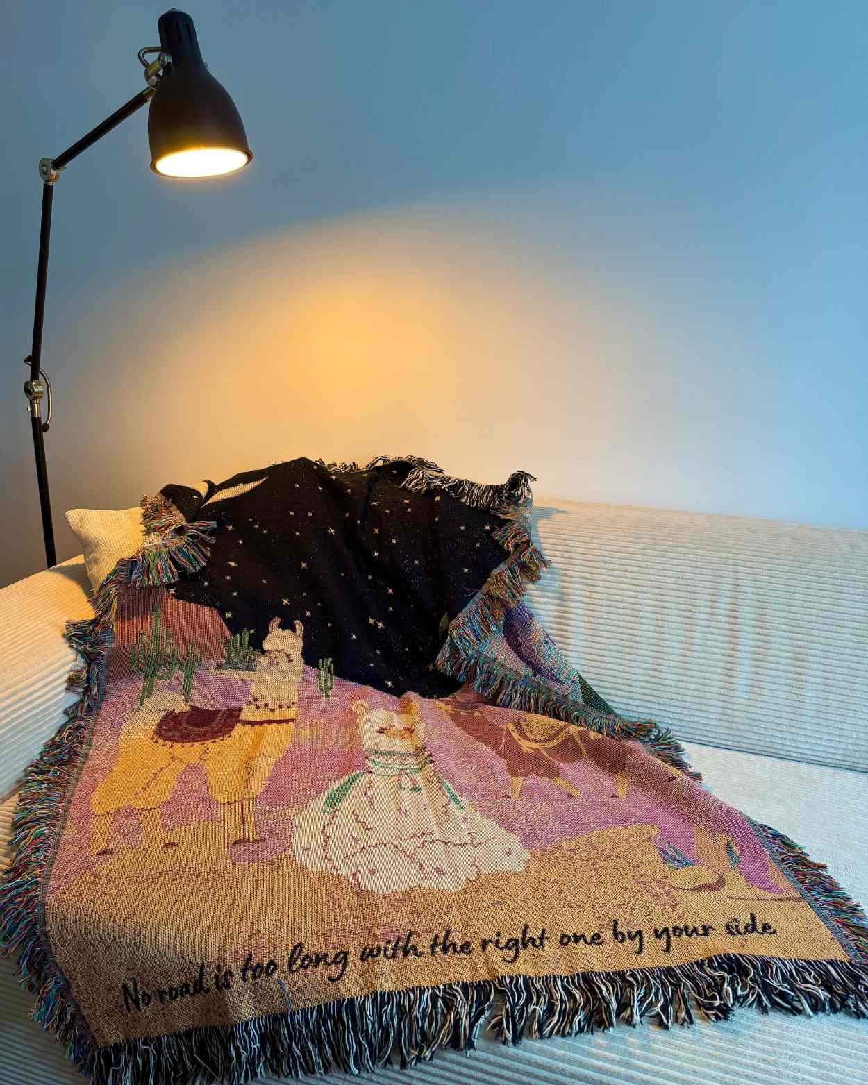 Personalized "Midnight Llamas" Woven Blanket