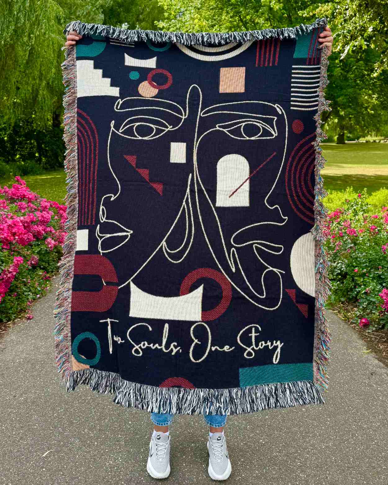Personalized "Abstract Lovers" Woven Blanket