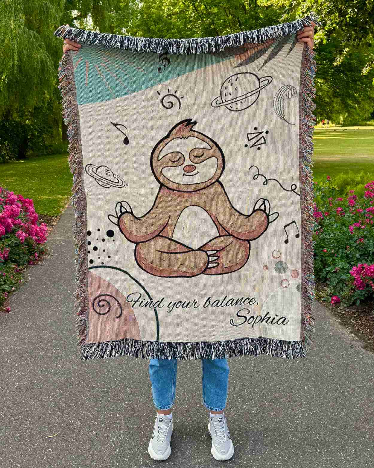 Personalized "Chill & Meditate" Woven Blanket