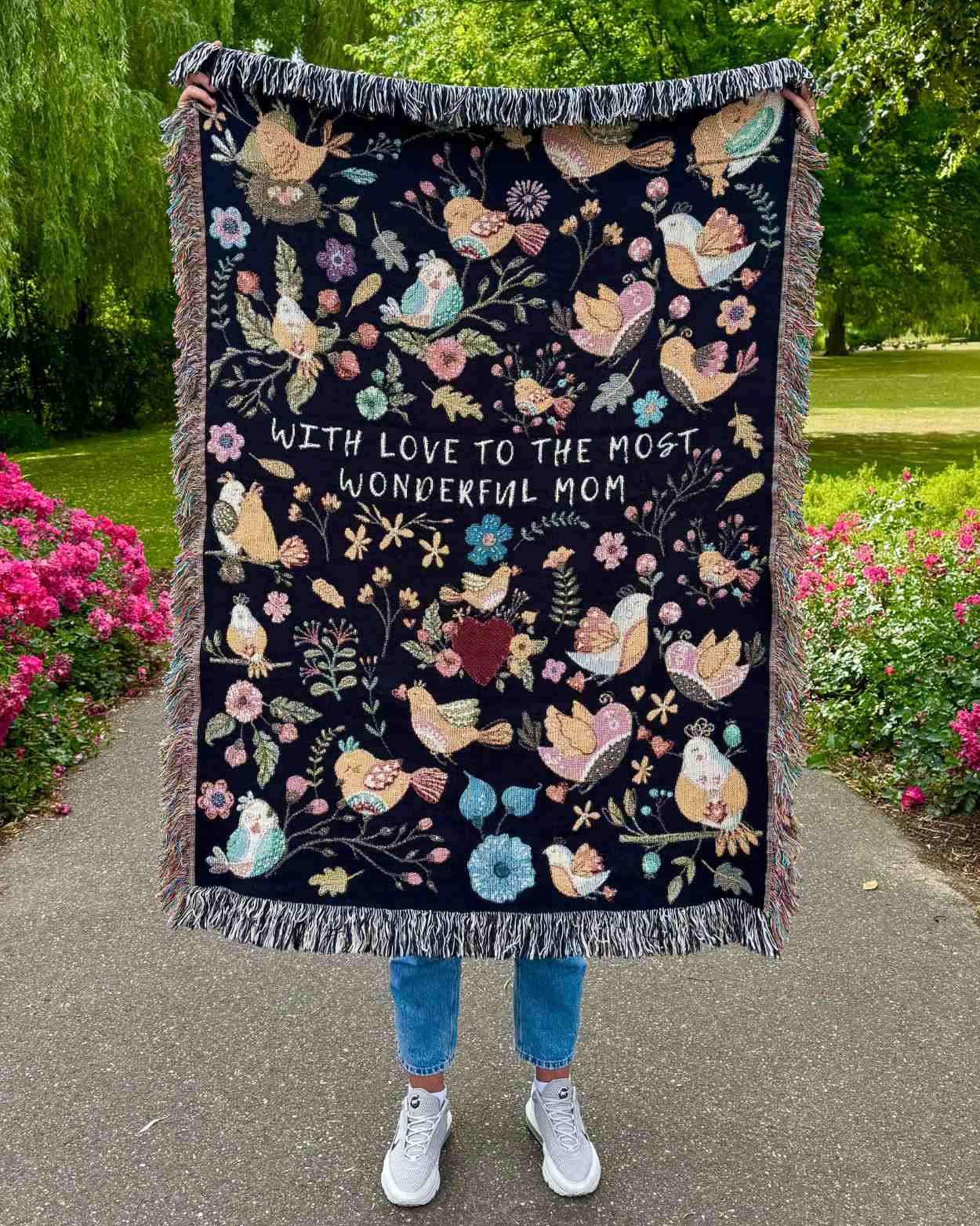 Personalized "Floral Wings" Woven Blanket