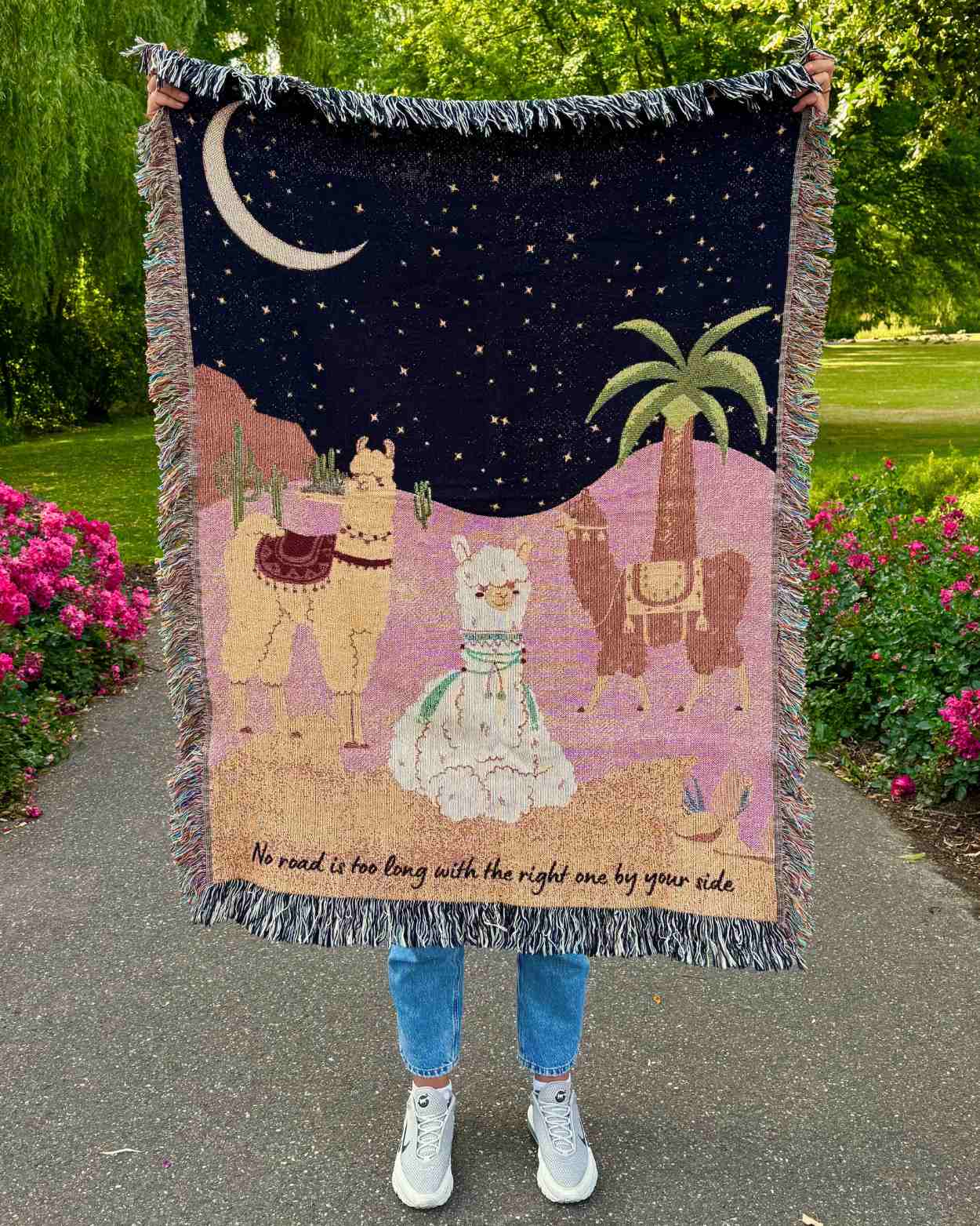 Personalized "Midnight Llamas" Woven Blanket
