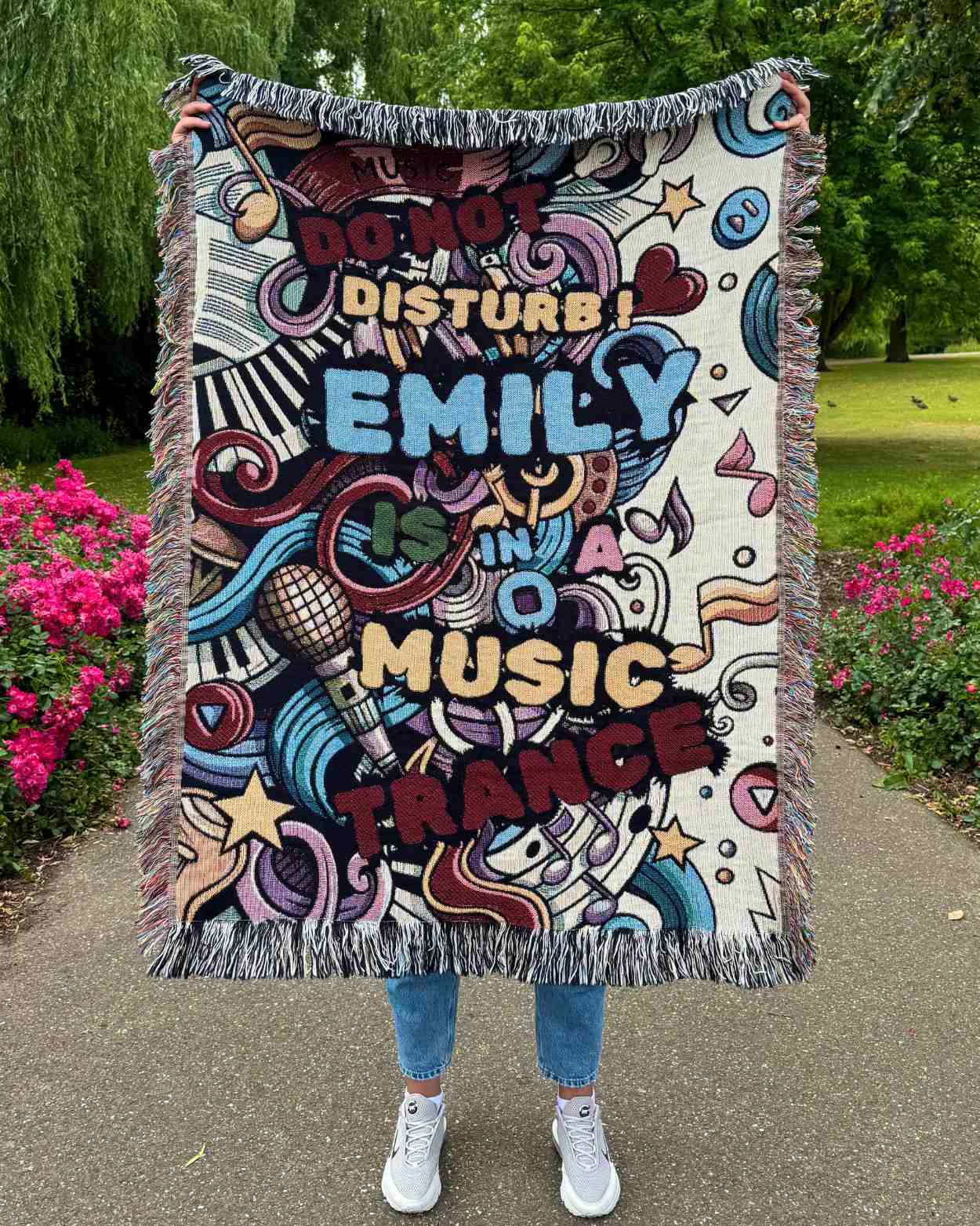 Personalized "Turn Up The Music" Woven Blanket