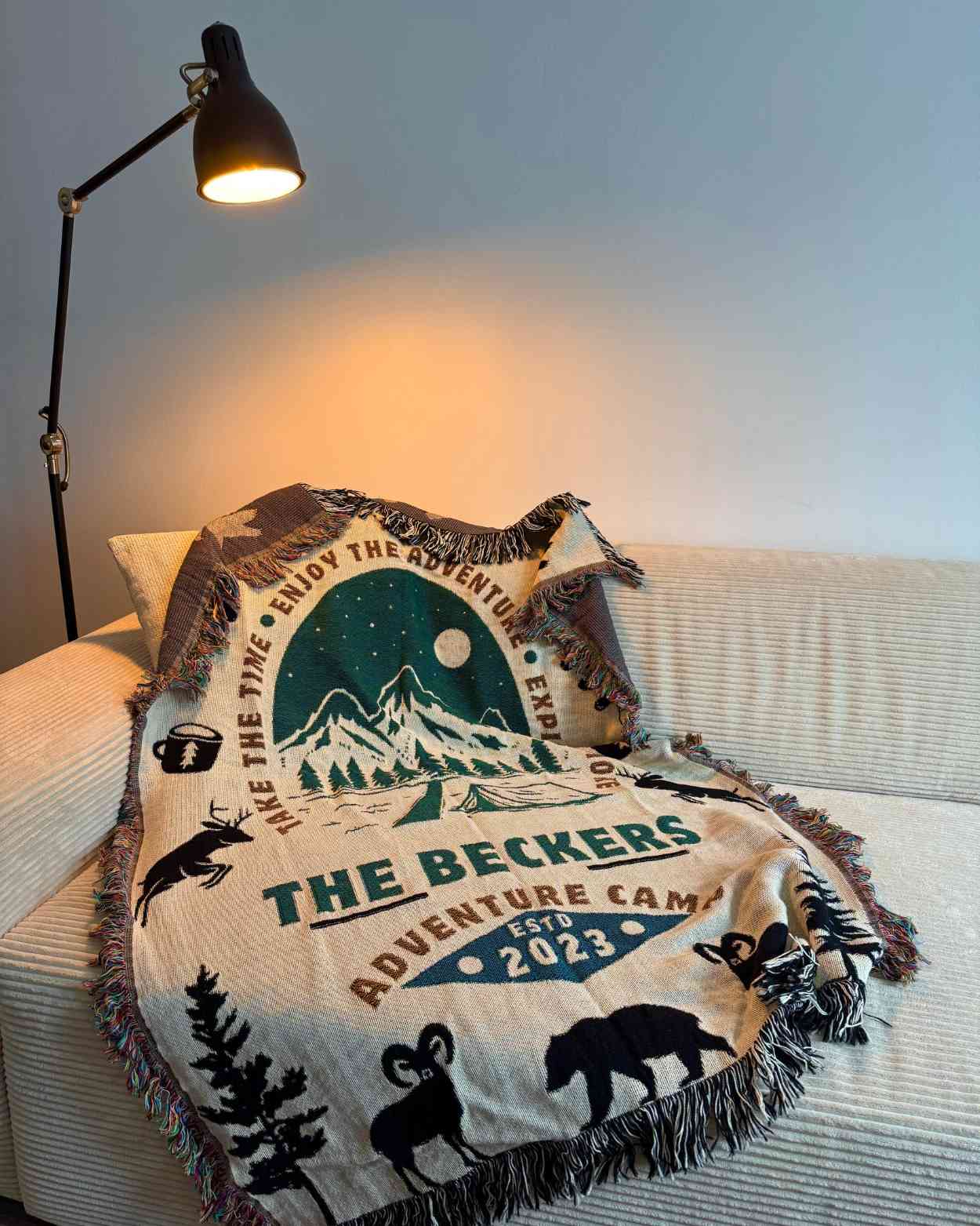 Personalized "Camping Adventure" Woven Blanket