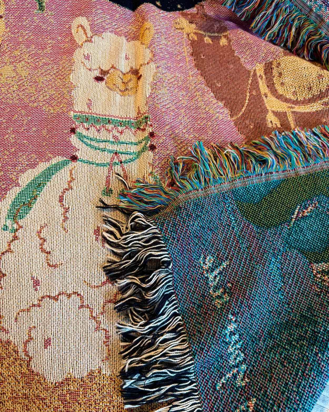 Personalized "Midnight Llamas" Woven Blanket