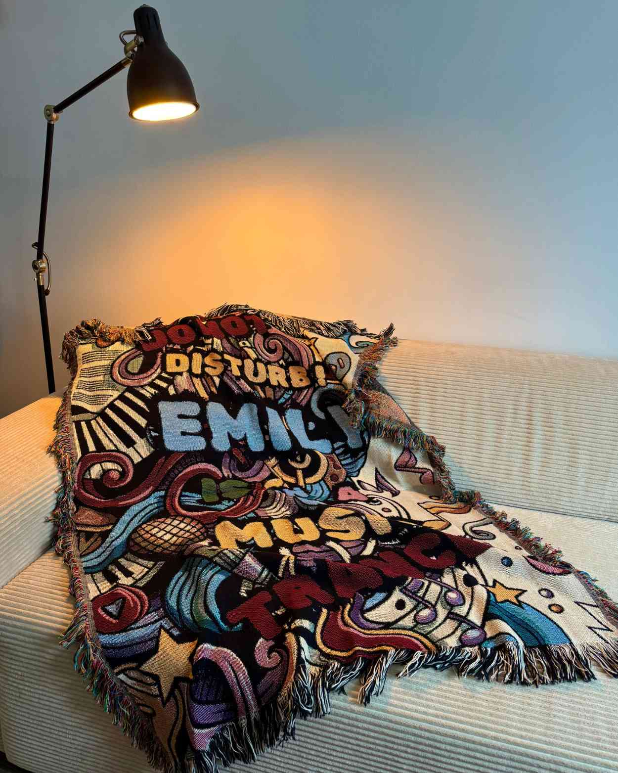 Personalized "Turn Up The Music" Woven Blanket