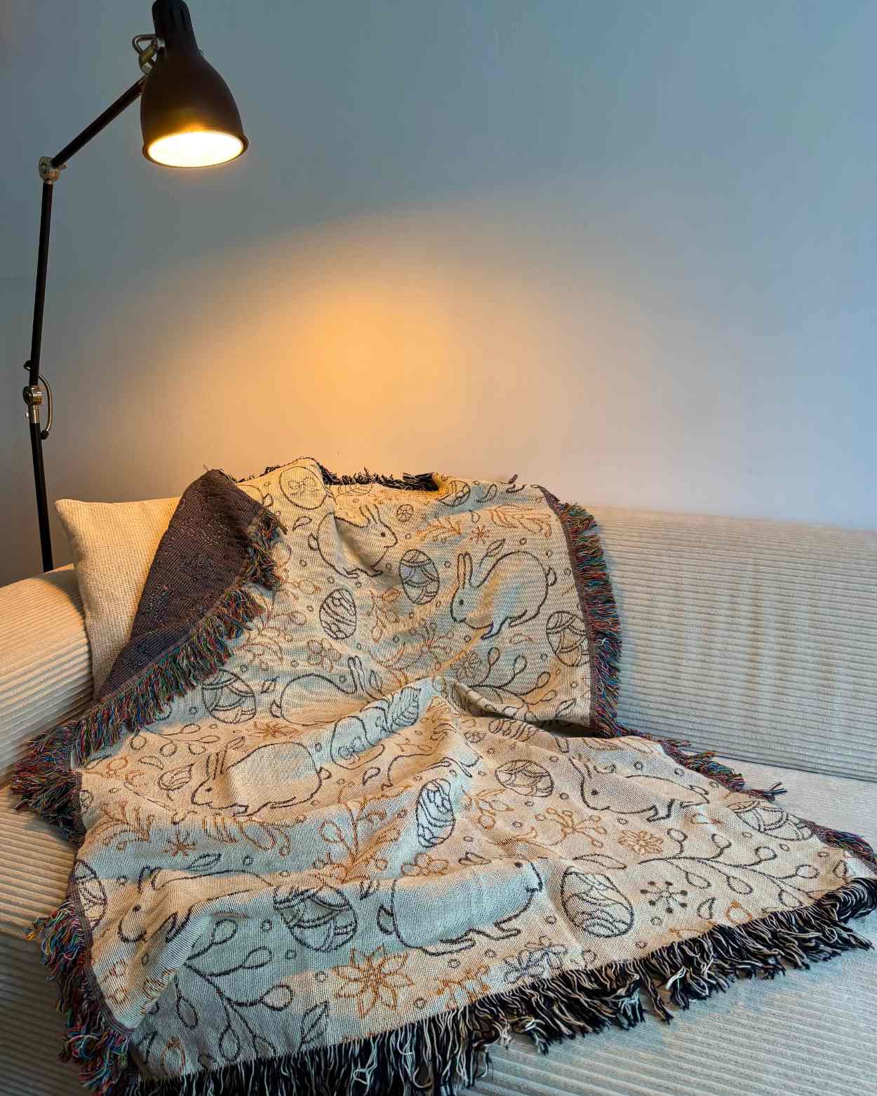 "Easter Bunny Garden" Woven Blanket