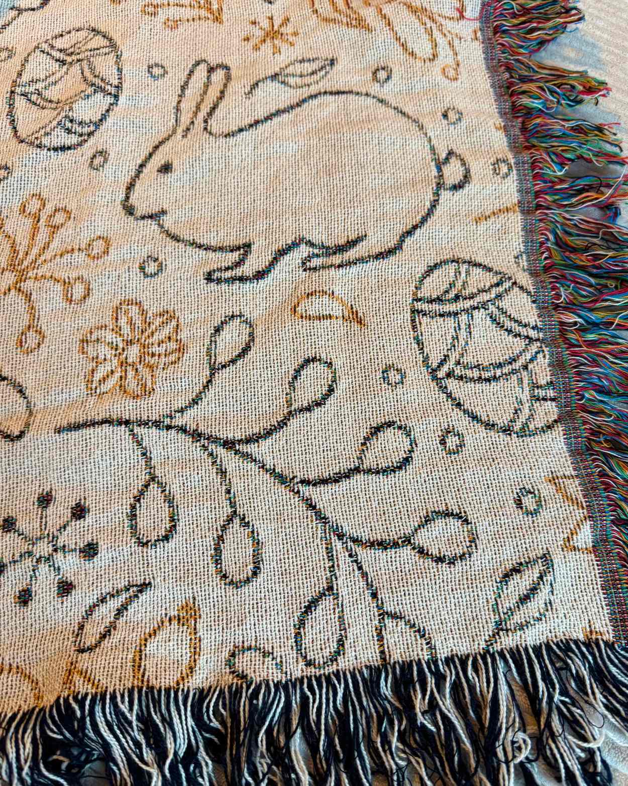 "Easter Bunny Garden" Woven Blanket