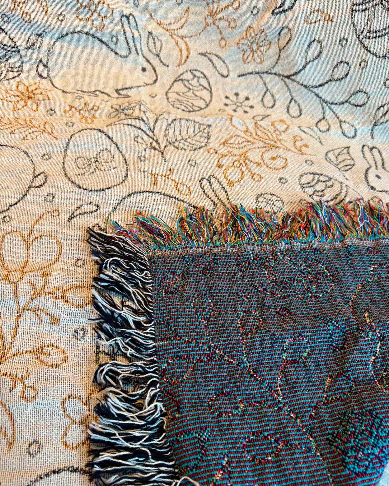 "Easter Bunny Garden" Woven Blanket