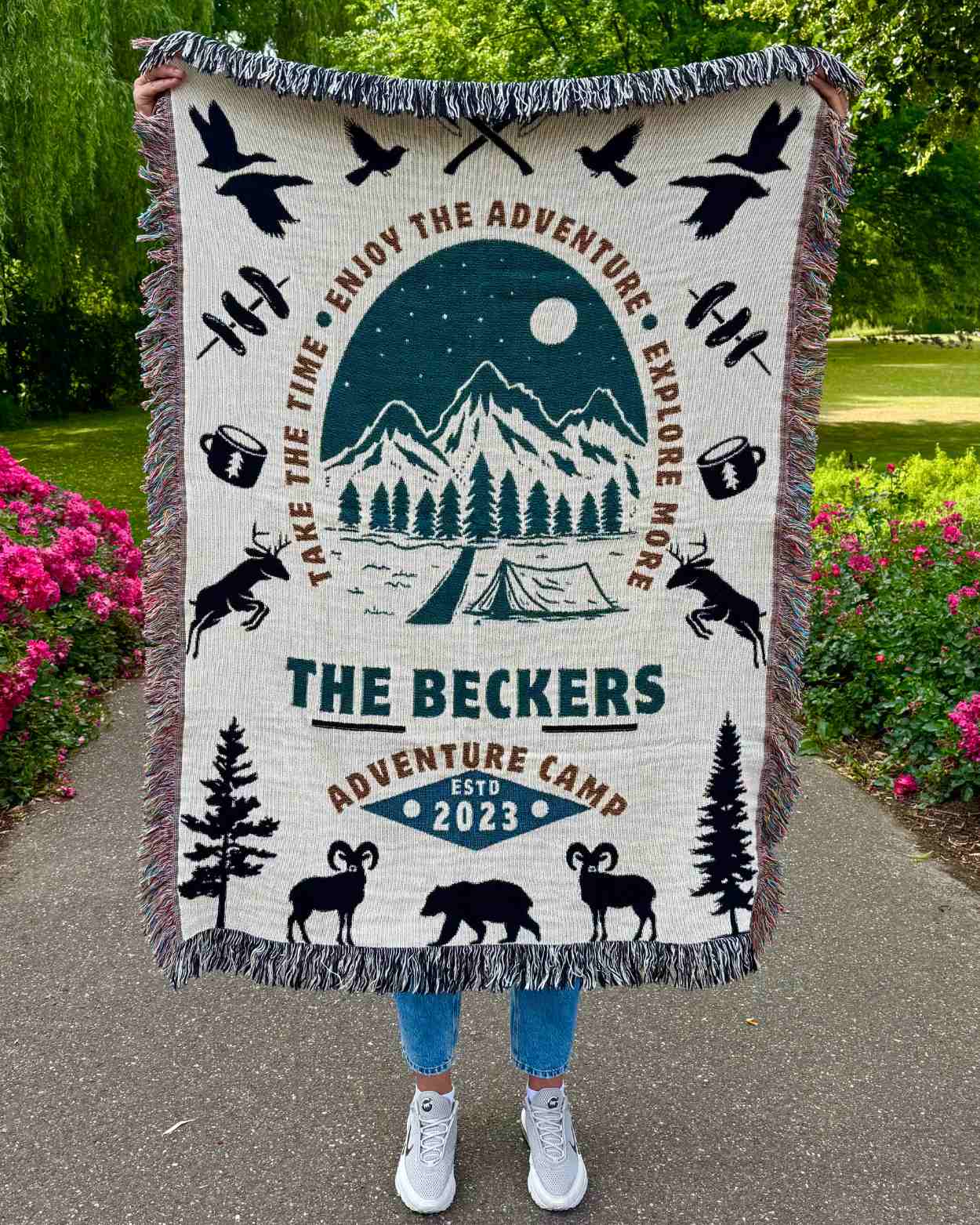 Personalized "Camping Adventure" Woven Blanket