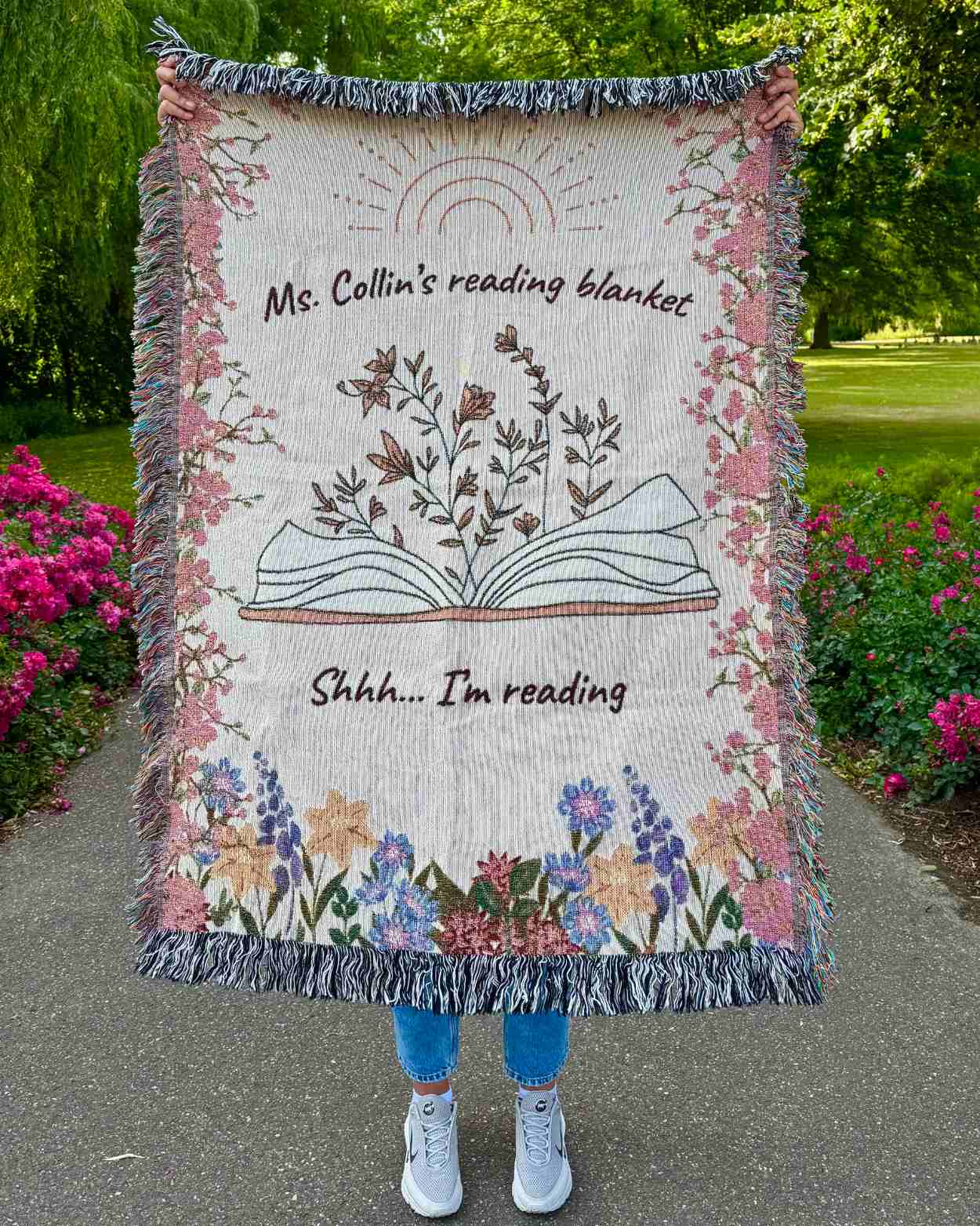 Personalized "Cozy Reading" Woven Blanket