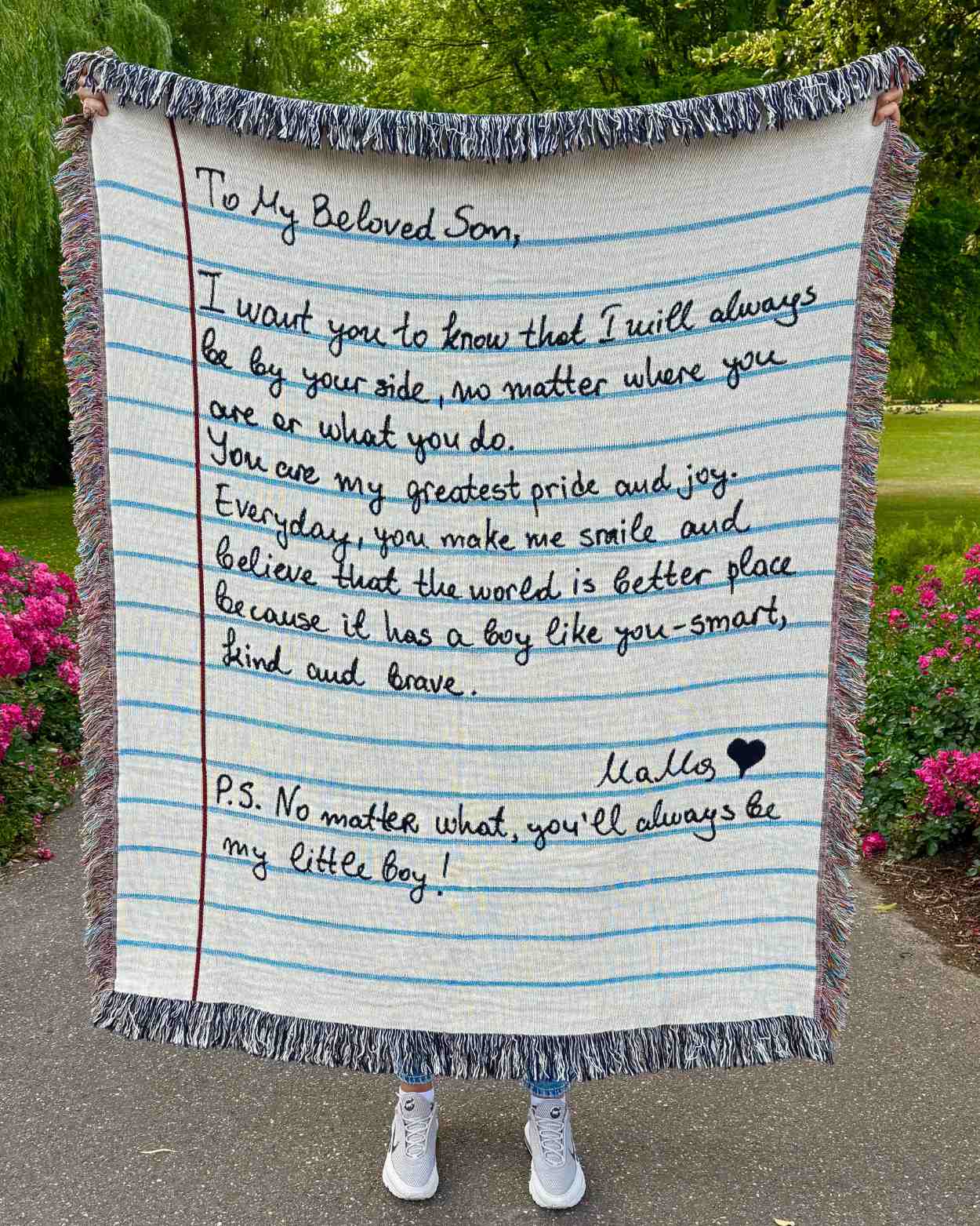 Personalized "Handwriting Memory" Woven Blanket