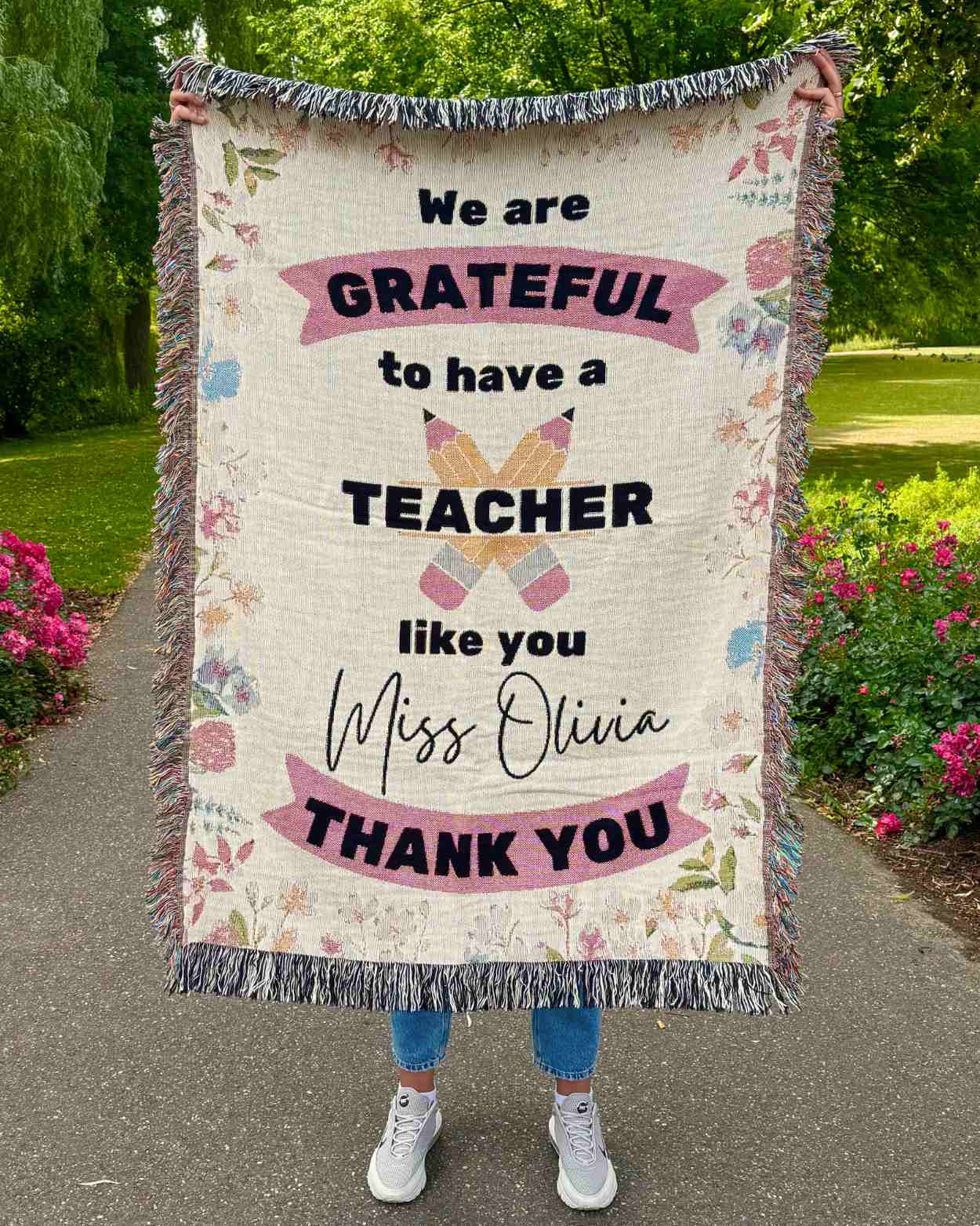 Personalized "Thank You Teacher" Woven Blanket